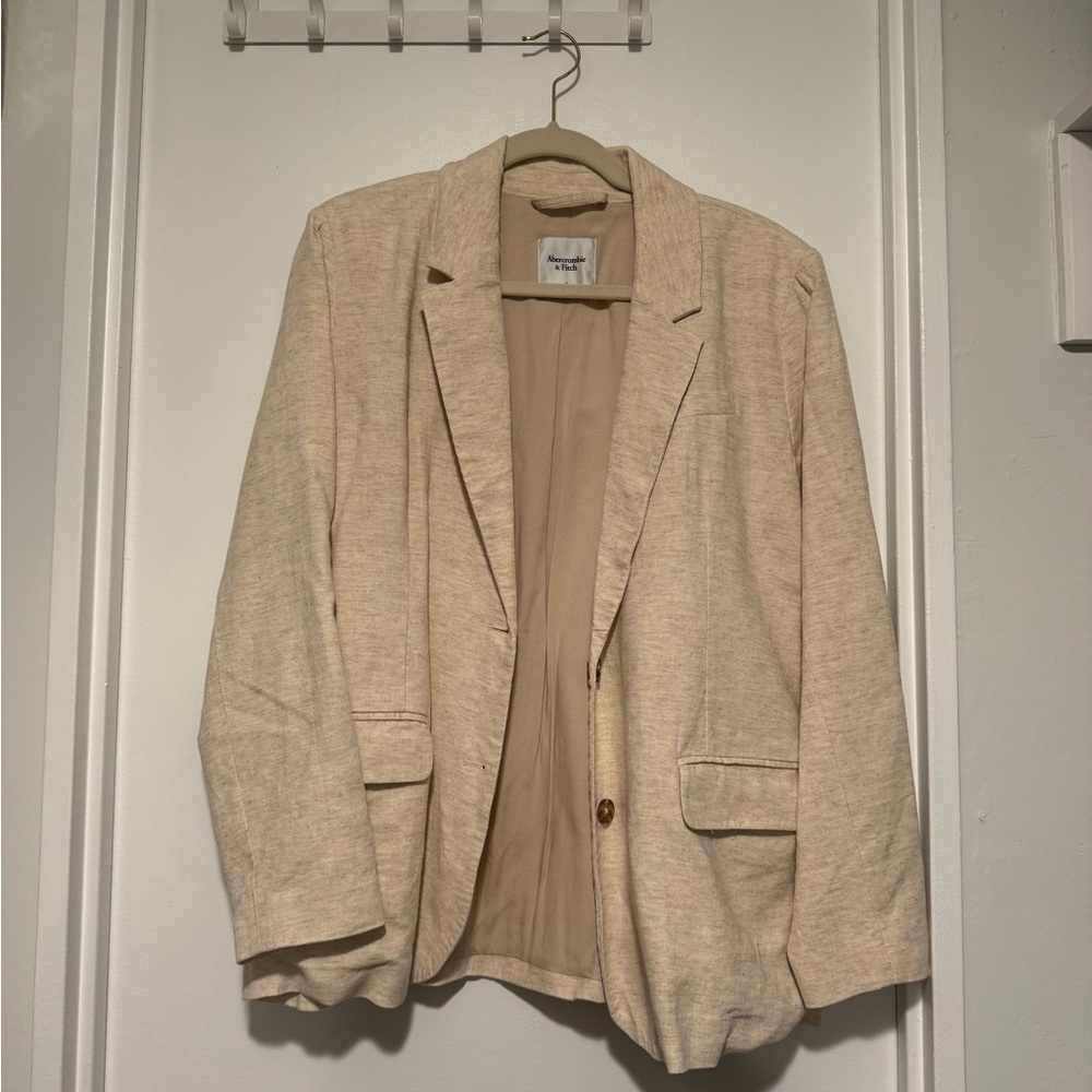 Abercrombie & Fitch Tan Linen Blazer